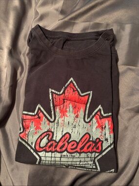 Cabela's Black Tee with Red & Sage Maple Graphic